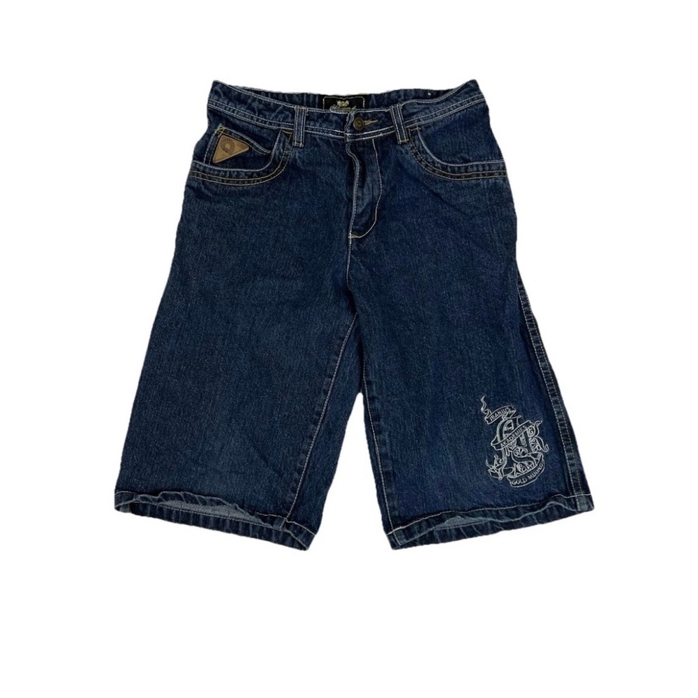 Vintage Y2K Akademiks Denim Bermuda Shorts Sz 12 Embroidered Hip Hop